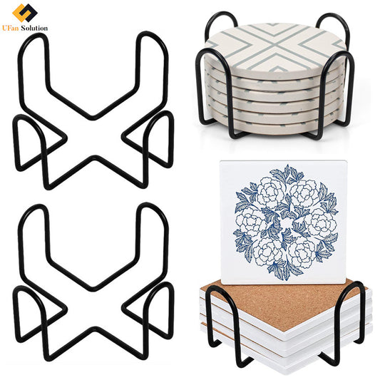 100 Packs 4.4 inch black metal coaster holder for 4inch coasters without coasters included black color, fit 6 pcs of 4 inch coasters