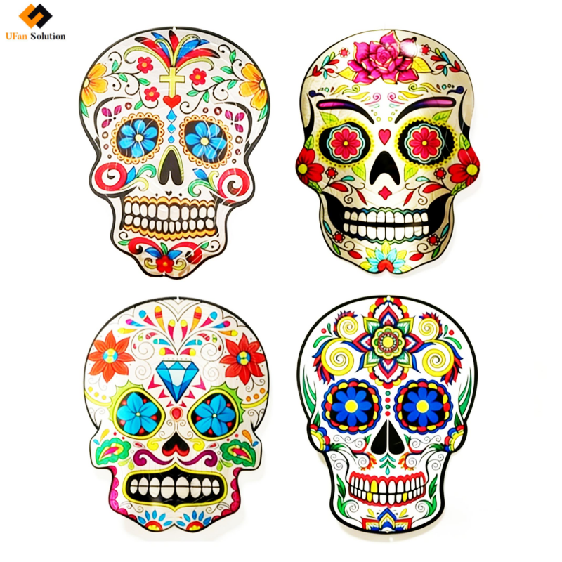 Metal wind spinner four unique metal wind spinner skull designs in stainless steel with UV printing