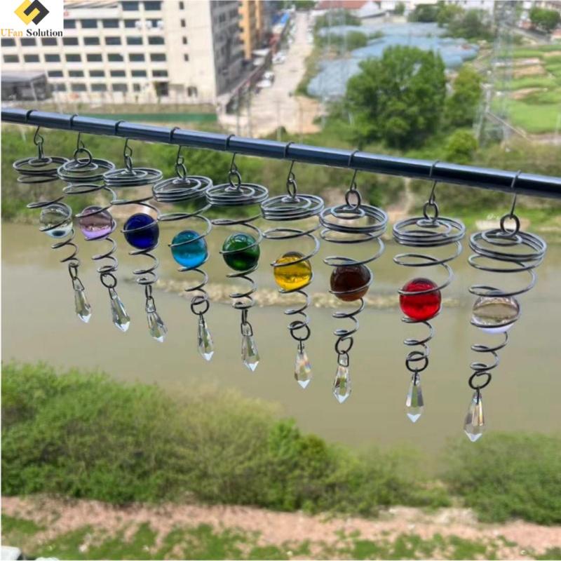 Wind Spinner Spiral Tail with glass ball and stainless steel hook for outdoor indoor decoration