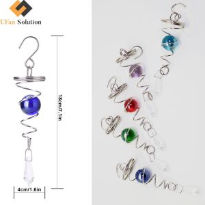 Colorful Wind Spinner Spiral Tail with glass ball and stainless steel hook for outdoor indoor decoration
