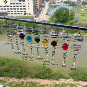 Bulk multi-color Wind Spinner Ball Spiral Tail set, outdoor hanging wind spinner ornaments for resale