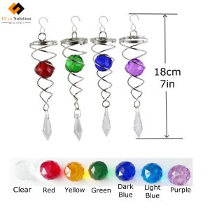 18cm Wind Spinner Tail in seven colors - Clear, Red, Yellow, Green, Dark Blue, Light Blue, Purple - with polygonal spherical ball