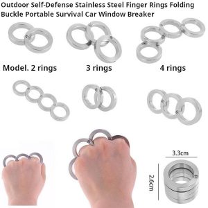 Outdoor Self Defense Stainless Steel Finger Rings Folding Buckle Portable Window Breaker