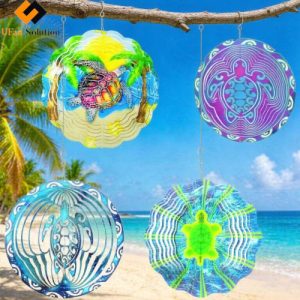 3d Hanging Wind Spinners Turtle Stainless Steel - Tropical Paradise Sea Turtle Windmills (5pcs/item, 4 Design Options)