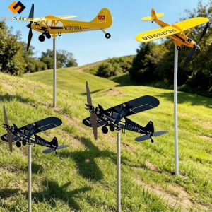 3d Metal Aeroplane Wind Spinner Garden - Horizontal Wind Spinner Aeroplane, Airplane Toy Windmill, Air Flight Windmills Whirligig Toy, Airplane Windmill Garden, Airplane Windmill For Garden, Air Flight Windmill Garden (Garden Scene with 4 Styles)