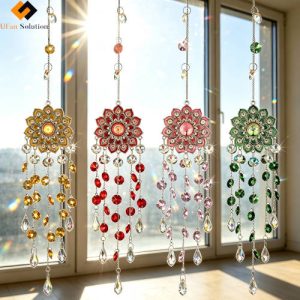 3d Rotating Wind Chimes Crystal Mandala – 5PK/Color Crystal Mandala Tree of Life Wind Chimes (Gold/Red/Pink/Green) for B2B Wholesale