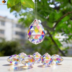AB Rainbow Crystal Beads (Suncatcher Pendants) Hanging and Placed on Surface
