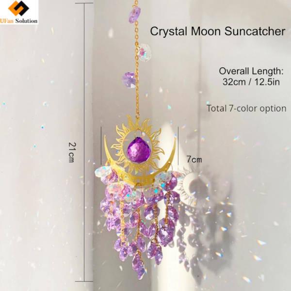 Crystal Moon Sun Catcher for Windows & prism chandelier- 7-Color Option with Dimensions