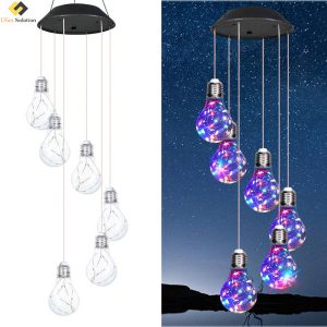 Solar Bulb Lights Wind Chimes with 6 clear bulb- Day & Night Illumination