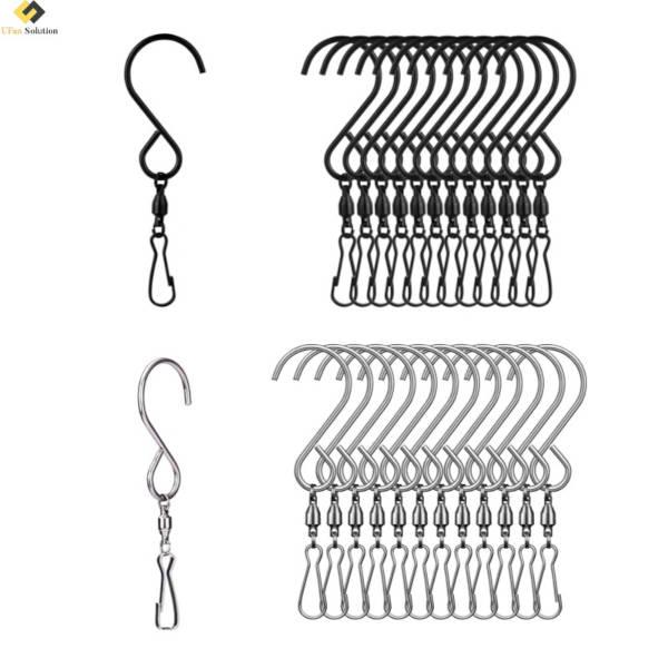 Black and Silver Stainless Steel Swivel Snap Clasp Hook for Hanging Plants, Wind Chimes, Bird Feeders