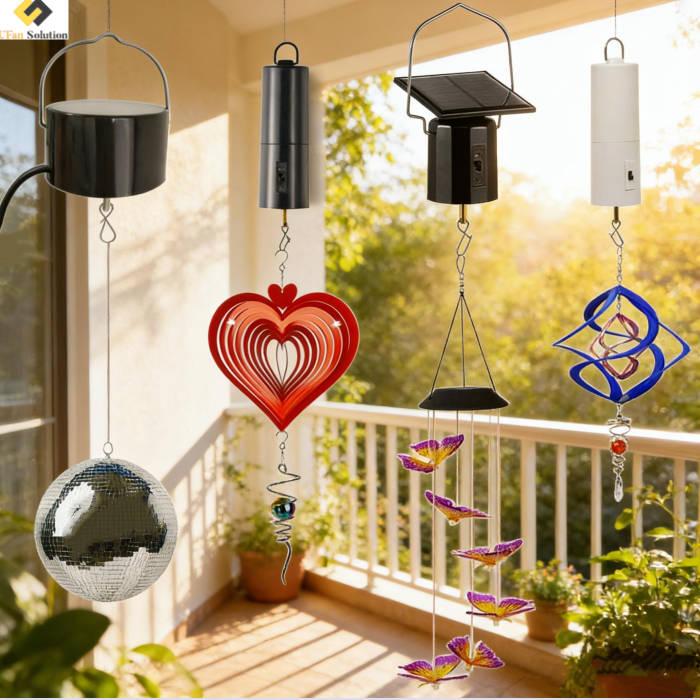 Hanging Motor for Wind Spinner Ornaments: Electric Plug-in Motor, Solar Power & Battery Options for Garden & Patio Décor