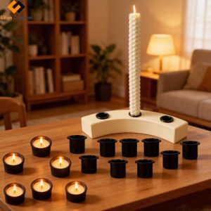 1000pcs Black Metal Candlestick Cup Iron Holders for Taper/Tealight Candles – DIY & Home Decor Inserts (Styled with Decor for Display)