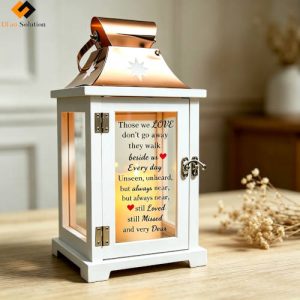 White Wood Memorial Candle Holder Lanterns - Glass Candle Lantern for Memorial (504pcs Bulk)